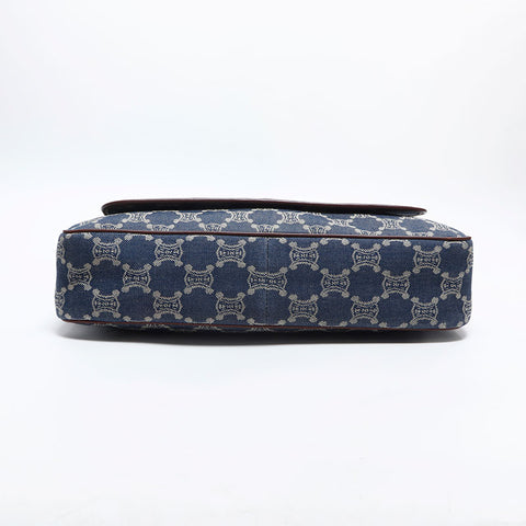 CELINE Macadam Canvas Denim Shoulder Bag blue WS14914