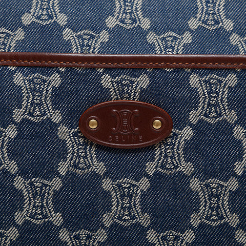 CELINE Macadam Canvas Denim Shoulder Bag blue WS14914