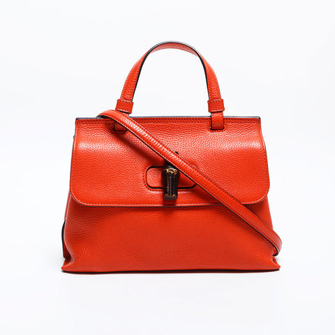 GUCCI Leather Bamboo Daily Shoulder Bag Orange WS14916