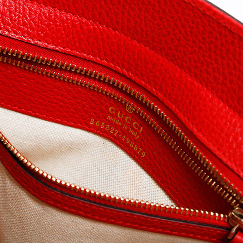 GUCCI Leather 2way Small Swing Shoulder Bag Red WS14917