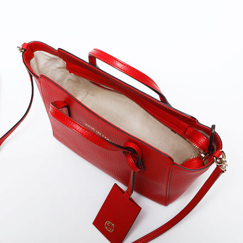 GUCCI Leather 2way Small Swing Shoulder Bag Red WS14917