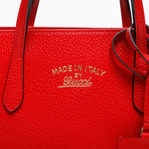 GUCCI Leather 2way Small Swing Shoulder Bag Red WS14917