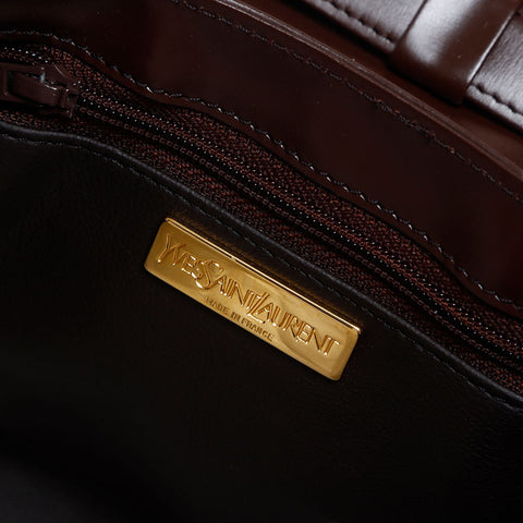 イヴ・サンローラン YVES SAINT LAURENT レザー ロゴ ショルダーバッグ ブラウン WS14918