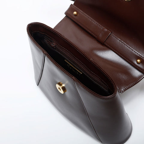 イヴ・サンローラン YVES SAINT LAURENT レザー ロゴ ショルダーバッグ ブラウン WS14918
