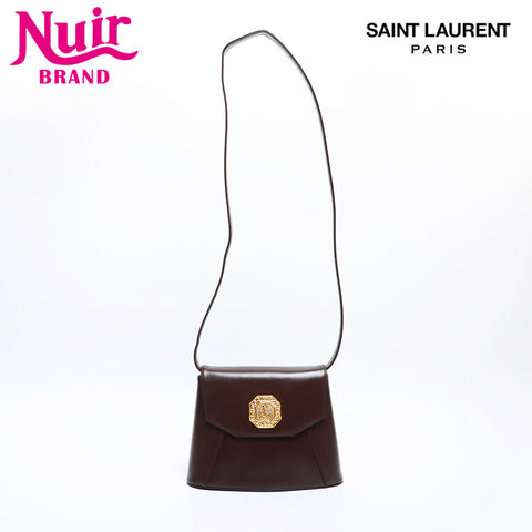 イヴ・サンローラン YVES SAINT LAURENT レザー ロゴ ショルダーバッグ ブラウン WS14918