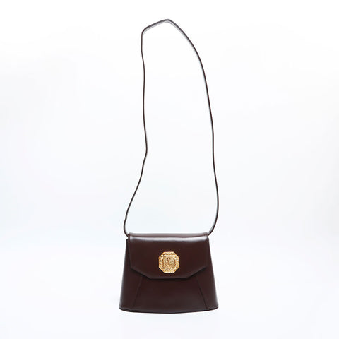 イヴ・サンローラン YVES SAINT LAURENT レザー ロゴ ショルダーバッグ ブラウン WS14918
