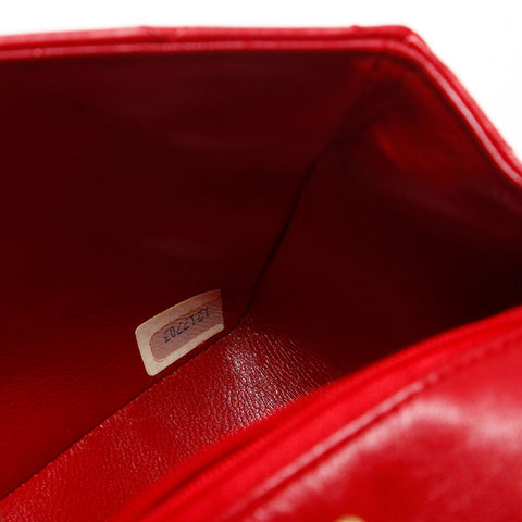 CHANEL No. 1 1985-1993 Lambskin Mini Matelasse Shoulder Bag Red WS14920