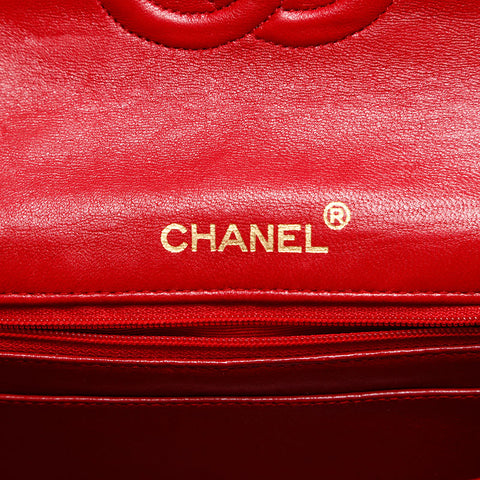 CHANEL No. 1 1985-1993 Lambskin Mini Matelasse Shoulder Bag Red WS14920