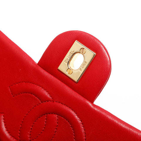 CHANEL No. 1 1985-1993 Lambskin Mini Matelasse Shoulder Bag Red WS14920