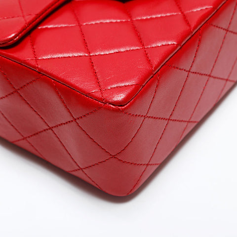 CHANEL No. 1 1985-1993 Lambskin Mini Matelasse Shoulder Bag Red WS14920