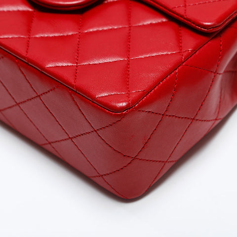 極美品 シャネル CHANEL 1番台 1985-1993 ラムスキン ミニ マトラッセ ショルダーバッグ  レッド WS14920