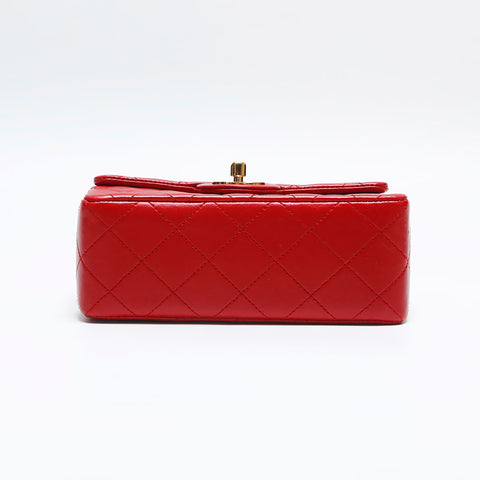 CHANEL No. 1 1985-1993 Lambskin Mini Matelasse Shoulder Bag Red WS14920