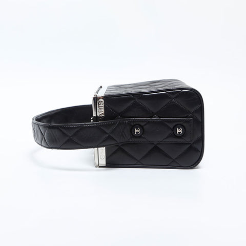 CHANEL No.4 1994-1999 Vanity Lambskin Matelasse Handbag black WS14921