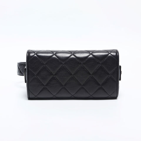 CHANEL No.4 1994-1999 Vanity Lambskin Matelasse Handbag black WS14921