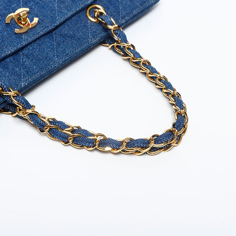 CHANEL No.5 Denim Turnlock Matelasse Shoulder Bag blue WS14922