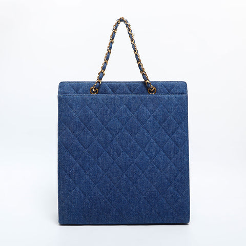 CHANEL No.5 Denim Turnlock Matelasse Shoulder Bag blue WS14922