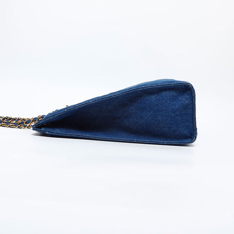 CHANEL No.5 Denim Turnlock Matelasse Shoulder Bag blue WS14922