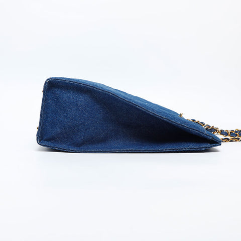 CHANEL No.5 Denim Turnlock Matelasse Shoulder Bag blue WS14922