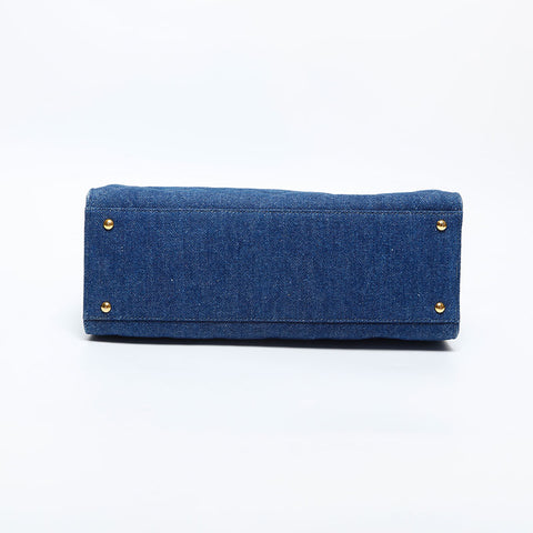 CHANEL No.5 Denim Turnlock Matelasse Shoulder Bag blue WS14922