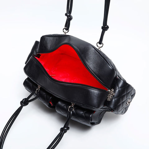 CHANEL No. 9 2004-2005 Cambon Line Boston Shoulder Bag black WS14924