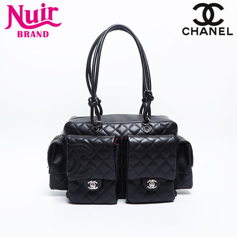 CHANEL No. 9 2004-2005 Cambon Line Boston Shoulder Bag black WS14924