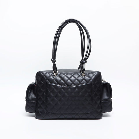 CHANEL No. 9 2004-2005 Cambon Line Boston Shoulder Bag black WS14924