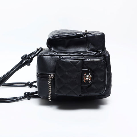 CHANEL No. 9 2004-2005 Cambon Line Boston Shoulder Bag black WS14924