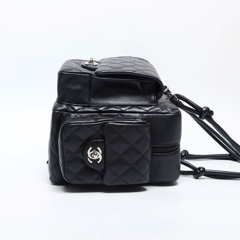 CHANEL No. 9 2004-2005 Cambon Line Boston Shoulder Bag black WS14924