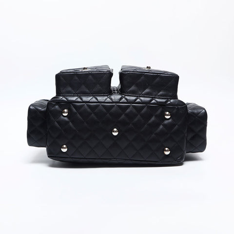 CHANEL No. 9 2004-2005 Cambon Line Boston Shoulder Bag black WS14924