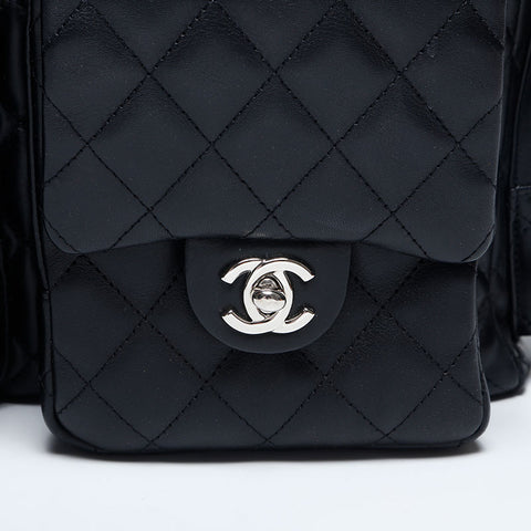 CHANEL No. 9 2004-2005 Cambon Line Boston Shoulder Bag black WS14924