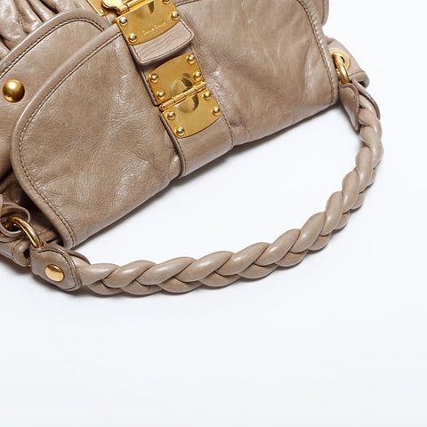 Miu Miu Vitello Luxe Leather Matelasse Shoulder Bag beige WS14925