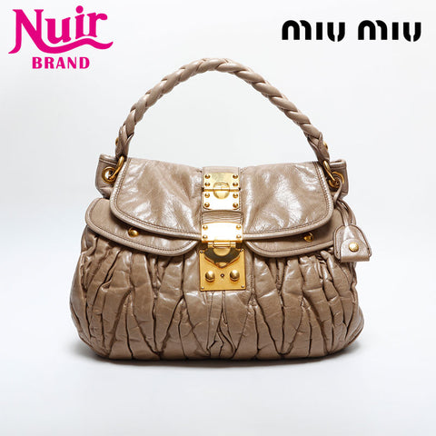 Miu Miu Vitello Luxe Leather Matelasse Shoulder Bag beige WS14925