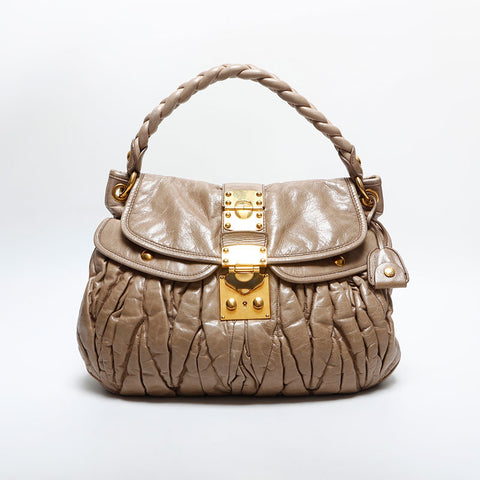 Miu Miu Vitello Luxe Leather Matelasse Shoulder Bag beige WS14925