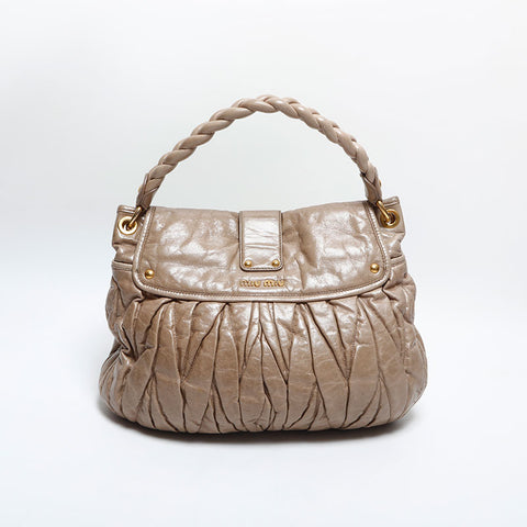 Miu Miu Vitello Luxe Leather Matelasse Shoulder Bag beige WS14925