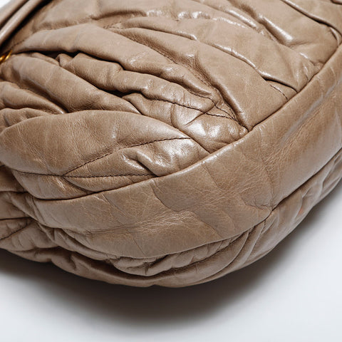 Miu Miu Vitello Luxe Leather Matelasse Shoulder Bag beige WS14925