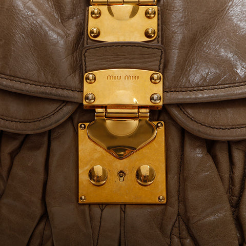 Miu Miu Vitello Luxe Leather Matelasse Shoulder Bag beige WS14925