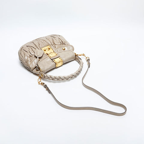 Miu Miu Vitello Luxe Leather Matelasse Shoulder Bag beige WS14926