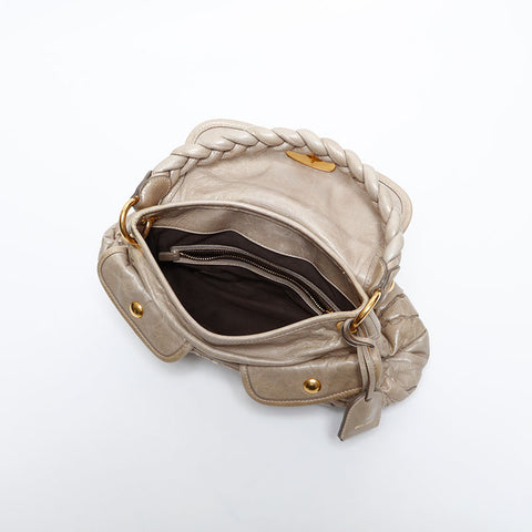 極美品 ミュウ ミュウ Miu Miu ヴィッテロ リュクス レザー マテラッセ ショルダーバッグ ベージュ WS14926