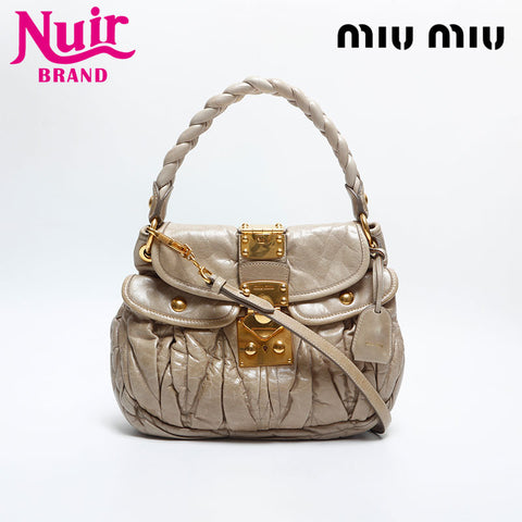Miu Miu Vitello Luxe Leather Matelasse Shoulder Bag beige WS14926