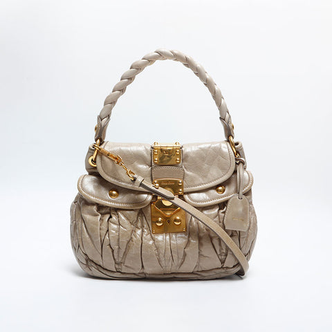 Miu Miu Vitello Luxe Leather Matelasse Shoulder Bag beige WS14926