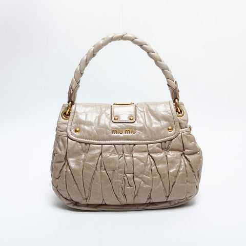 Miu Miu Vitello Luxe Leather Matelasse Shoulder Bag beige WS14926