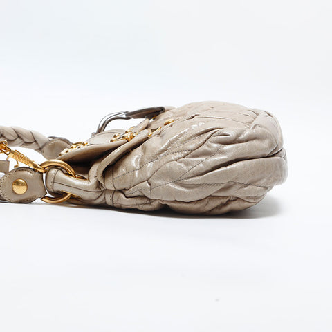 Miu Miu Vitello Luxe Leather Matelasse Shoulder Bag beige WS14926