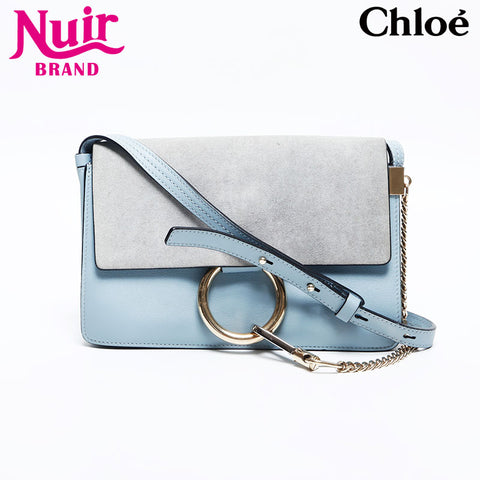 Chloe Leather Suede FAYE Shoulder Bag blue WS14928