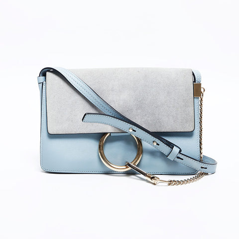 Chloe Leather Suede FAYE Shoulder Bag blue WS14928