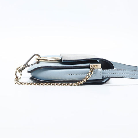 極美品 クロエ Chloe レザー スエード FAYE フェイ ショルダーバッグ ブルー WS14928