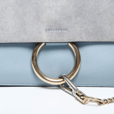 Chloe Leather Suede FAYE Shoulder Bag blue WS14928