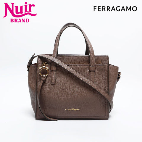 Salvatore Ferragamo Amy 2way Leather Handbag beige WS14930