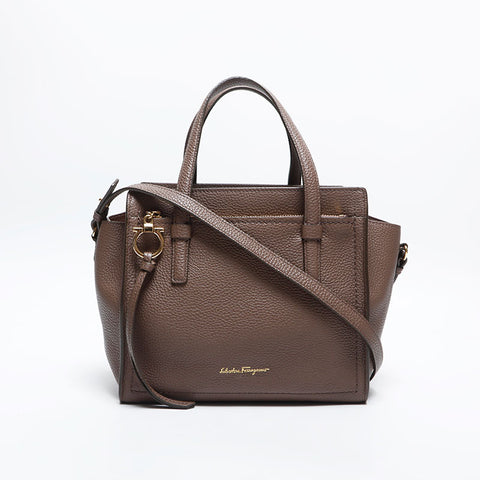 Salvatore Ferragamo Amy 2way Leather Handbag beige WS14930