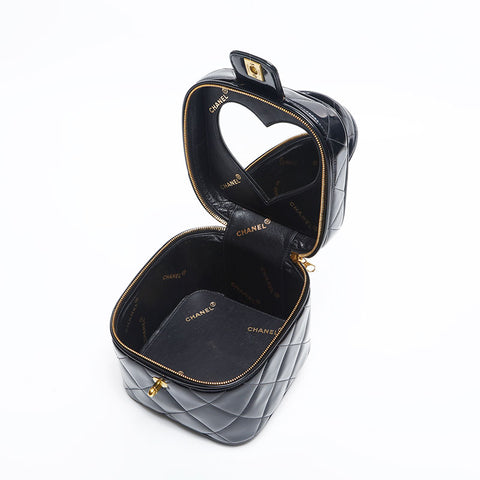 極美品 シャネル CHANEL 4番台 1994-1999 バニティ パテントレザー ハンドバッグ  ブラック WS14931