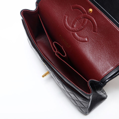 極美品 シャネル CHANEL 6番台 2000-2001 マテラッセ 25cm ダブルフラップ ラムスキン ショルダーバッグ  ブラック WS14933
